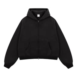 Custom LOGO women's Autumn Winter New 370G Heavy Fleece BOXY Short and Wide Double Head Zipper Cardigan Couple Hooded Sweater