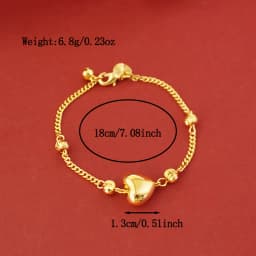24k Gold-Plated Copper Bracelets,Heart Locket Charm Suitable For Women To Wear Wedding Party Gifts On A Daily Basis