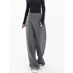 Matakawa Irregular Solid Women Pants Spring Autumn Loose Streetwear Pantalones De Mujer Fashion Patchwork Wide Leg Trousers