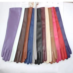 New women's long sheepskin gloves Classic solid color at elbow Versatile windproof warm fleece driving leather gloves