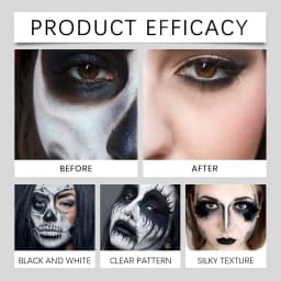 Black White Face Body Paint Kit Cover Foundation Clown Colorful Long Lasting Waterproof Halloween Festive Makeup Accessories Set