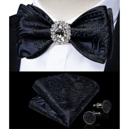 Classic White Selr-tie Bowtie with Ring Pocket Square Cufflinks Set Fashion Solid Men's Bow Tie for Wedding Groom Business Knots