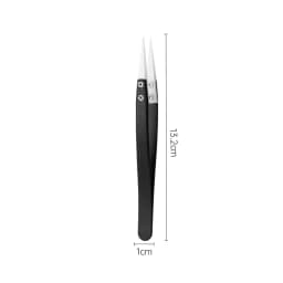 3PCS Anti-Static Ceramic Tweezers Stainless Steel Industrial Ceramic Tweezers Insulated Straight/Curved Tip Black-Whit Tweezers