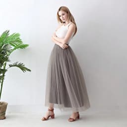 Women High Waist Long Solid Color Tulle Tutu Skirt, 4 Layers Mesh + 1 Layer Lining, Suitable for Cosplay, Stage Performance