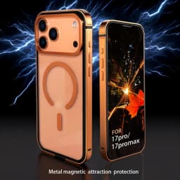 Metal Bumper Camera Ring Clear PC Case For iPhone 18Pro 18 17 Pro Max Alloy Frame Heavy Duty Transparent For Magsafe Back Cover