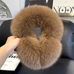 Winter Natural Real Fox Fur Earmuffs Plush Warm Decorate Women Cute Solid Ear Warmer Headphones Neck Warm Bib Scarf