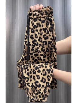 Summer New plus Size Loose Ice Silk Leopard Print Pants Women Slimming Harem Pants Versatile Large Size Square Dance Sports P...