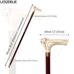 93cm Tiger-Head Resin Handle Walking Stick Men Black German Beech Wooden Walking Stick Women Red Fashionable Decorative Canes