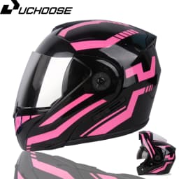 Uchoose Unisex Motorcycle Helmet DOT Certification Double Lens Cross Section Helmet Safety Modular Flip Helm Helmet With Visor