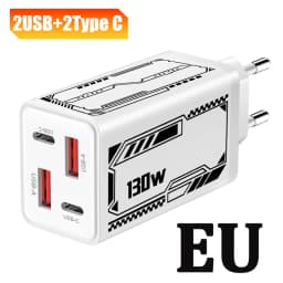 130W Type C PD Universal Charger 4-in-1 Charging Phone Power Adapter EU/US/UK Plug Charge Wall Charger For iPhone Samsung Xiaomi