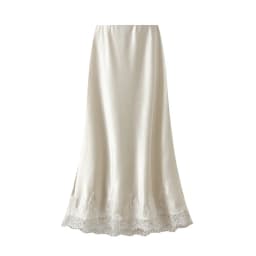 New In Summer Lace Patchwork Satin Long Skirt For Women 2026 Elegant Fashion High Waist A-line Black Skirts