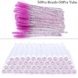 100pcs Diamond Eyebrow Brush Tube Empty Reusable Lash Mascara Wand Case Replaceable Crystal Eyelash Brush Dust-proof Makeup Tool