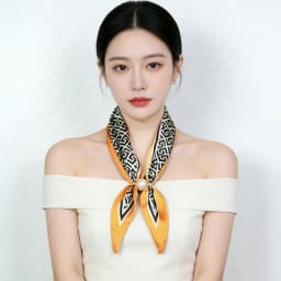 Luxury Design Magnetic Button Summer Silk Scarf Women Magnetic Pearl Necklace Scarves High End Matching Shirt Scarves Ladies
