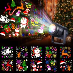 USB Power Christmas Projector Lights LED Fairy Lights 360° Rotating White Snow Projection Lamp for Home Party Xmas Decoration