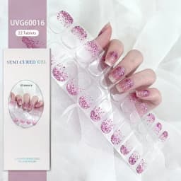 16/20/22Tips Semi-Cured Gel Nail Patch Adhesive Sliders Long Lasting Full Gel Nail Stickers DIY Manicure Harden In UV Lamp Need