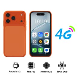 SERVO Mini Pocket Smartphone 4G LTE 4.0" HD Display Android 12 Dual SIM 3GB RAM 64GB ROM Face Unlock WiFi GPS Small Mobile Phone