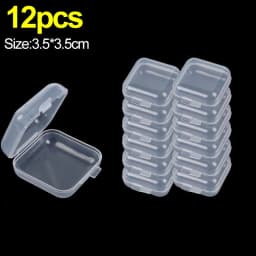 6/24PCS Mini Flip Cover Storage Box Transparent Square Plastic Boxes Pill Packaging Carrying Cease Jewelry Organizer Dustproof