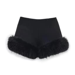 KONDALA 2026 Spring Summer Faux Fur Patchwork Women Black Casual Shorts Fashion Valentine‘s Day Elegant Ladies High Waist Shorts
