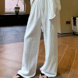 White Linen Wide-leg Pants Women's Summer 2025 New Cotton and Linen Casual Breathable Ice Silk Sunscreen Pants
