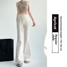 Gray High Waist Bell Bottom Pants Women's Summer Casual Sports Sweatpants Small Size Slimming  Hoof Pants