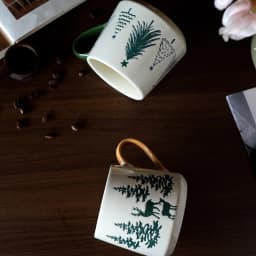 Christmas Tree Ceramic Mug Pine Pattern Coffee Milk Drinking Cup For Home Office Breakfast Daily Beverage Table Party Use