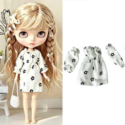 For Blythe Doll Outfit Clothes Luxury Checkered Coat Dress Set Sweet Princess Bowknot Skirt Clothing For Barbies OB24 Small 1/6