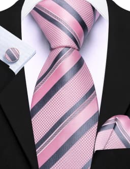 Fashion Diagonal Striped Tie Set for Men Formal Party Business Wedding Necktie Handkerchief Cufflinks 3PCS Suit Accessories