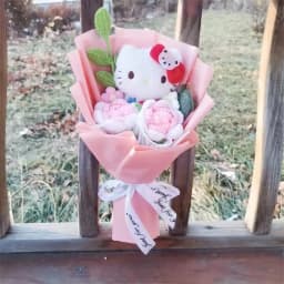 Genuine Hellokitty Kuromi Cinnamoroll Plush Dolls With Artificial Flowers Bouquets Christmas Valentine Graduation Birthday Gifts