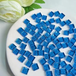 Mosaic Tiles for Crafts Blue Shine Assorted Color 50pcs Glass Glitter Mosaic Supplies Pieces Bulk Square Shape Home Decoration