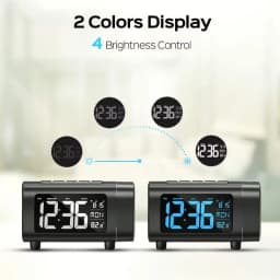 180° Projection Alarm Clock Radio Function Snooze Mode Electronic Digital Alarm Clock USB Charging Bedroom Bedside Table Clock