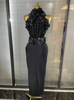 Black Red Women Shining Sequins Florals Sexy O-Neck Bodycon Bandage Long Dress Evening Party Christmas Birthday Outfit