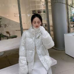 Sequined White Duck Down Short Down Jacket Women Thicken Parkas 2025 New Fashion Down Jacket Women Korean Loose Parka Coat