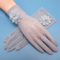 Women's Summer UV Resistant Ice Thin Driving and Cycling Touch Screen Anti Slip Breathable Short Sunscreen Lace Gloves