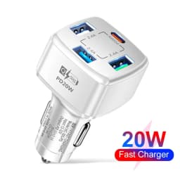 MZX 60W Smart Car Charger PD Type C Quick Dual USB A Fast Charging 12V 12 V Volt Cigar Lighter Ultra QC Charge Mobile Cell Phone