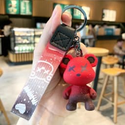 Cute Bear Keychain With Strap The Best Car Key Keyring Animal Bag Backpack Key Chain Charm Pendant Accessory Gift For Friend