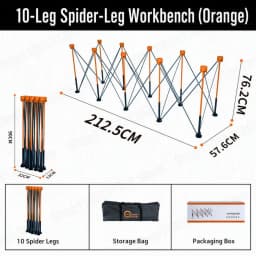 Heavy Duty Spider Workbench 3500kg Max, Folding Stand Bag, Quick Setup No Tool, Woodworking Garage Support 4 6 8 10 12 15 Legs