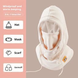 Unisex Winter Balaclava Knit Hood - Windproof Mask with Drawstring Motorcycle Riding Headgea Warm Knitted Cap Cold Weather