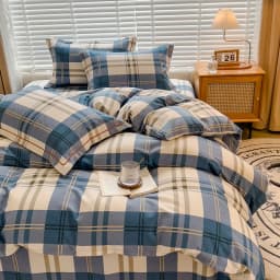 100% Cotton Brushed Quilt Cover Nordic Plaid Thickened Duvet Covers Soft Skin-Friendly Comfortable Single Double Blanket Cover