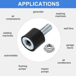 4Pcs M3 M4 M5 M6 M8 Rubber Mounts Cylindrical Anti Vibration Isolator Shock Absorber with Lock Nut for Generator Air Compressors