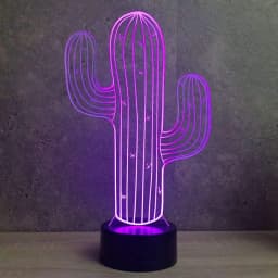 Nighdn 3D Cactus Flower Night Light Lamp Illusion Led 7 Color Changing Touch UBS Acrylic Table Desk Decoration Lamps Gifts