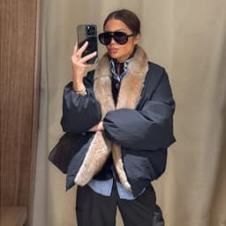 Elegant PU Fur Patchwork Jacket Women Loose Detachable Collar Lapel Double Breasted Jackets Female Fashion Winter Warm Outwear