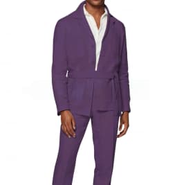 New 2 Pieces Linen Men's Suits With Belt Tuxedo Summer Casual Style Groomsmen For Wedding(Blazer+Pants)