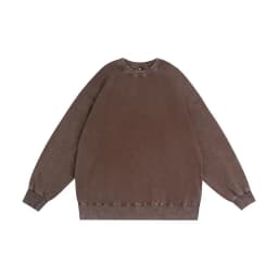 Oversize Top High Street Retro Solid Color Worn Looking Washed-out Men's and Women's Hip Hop Loose American round Neck Sweater