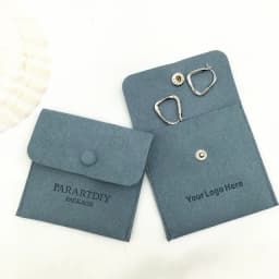 50 Personalized Logo Size Microfiber Jewelry Gift Pouch Velvet Snap Button Rings Earrings Packaging Organizer Wedding Favors Bag
