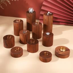 Wooden Round Block Cone Jewelry Display Stand Rings Gemstone Jewellery Holder Case Bracelet Storage Earring Shelf
