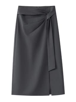 Gray Asymmetrical Mid-Length Skirt Women's Summer New High Waist Zipper Style Business Casual A-Line Skirt by Chinese Manufac...