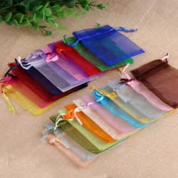 50pcs 5*7 7*9 9*12cm Small Jewelry Packaging Bag Organza Bags Gift Storage Wedding Party Candy Packaging Drawstring Pouches
