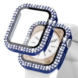 Diamond Bling Cover For Apple watch Case 45mm 41mm 38mm 42mm 44mm 40mm HD Tempered Glass+Bumper Screen Protector Accessories