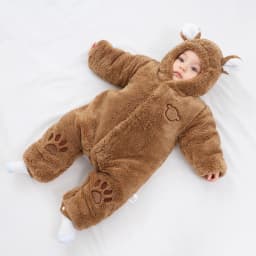 Winter Baby Romper With Ears Thicken Cotton Newborn Bodysuit Hooded Baby Girl Clothes Cartoon Boys Jumpsuit 0-24 Months
