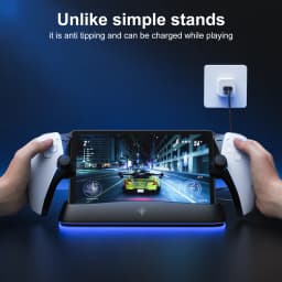 HONCAM Auto Align Charging Dock for PlayStation Portal 7 RGB Light Modes Portable Dock Station with USB-C Charging Cable